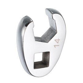 sourcing map Drive Crowfoot Wrench 3/8" Drive 14mm Metric Fractional Crowfoot Flare Nut Wrench 40Cr Chrome Plated Open End Crowfoot Wrench for Mechanics Automotive Repair Work