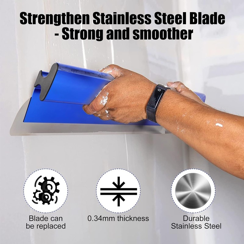 KEZERS Drywall Skimming Blade, 0.3mm Stainless Steel Blade, Smoothing &