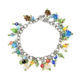 Shop LC Murano Style Glass Bead Charm Ankle Bracelets For Women Adjustable Beach Fashion Foot Jewelry Beaded Anklet in Stainless Steel Boho Gifts for Women 8" Birthday Gifts