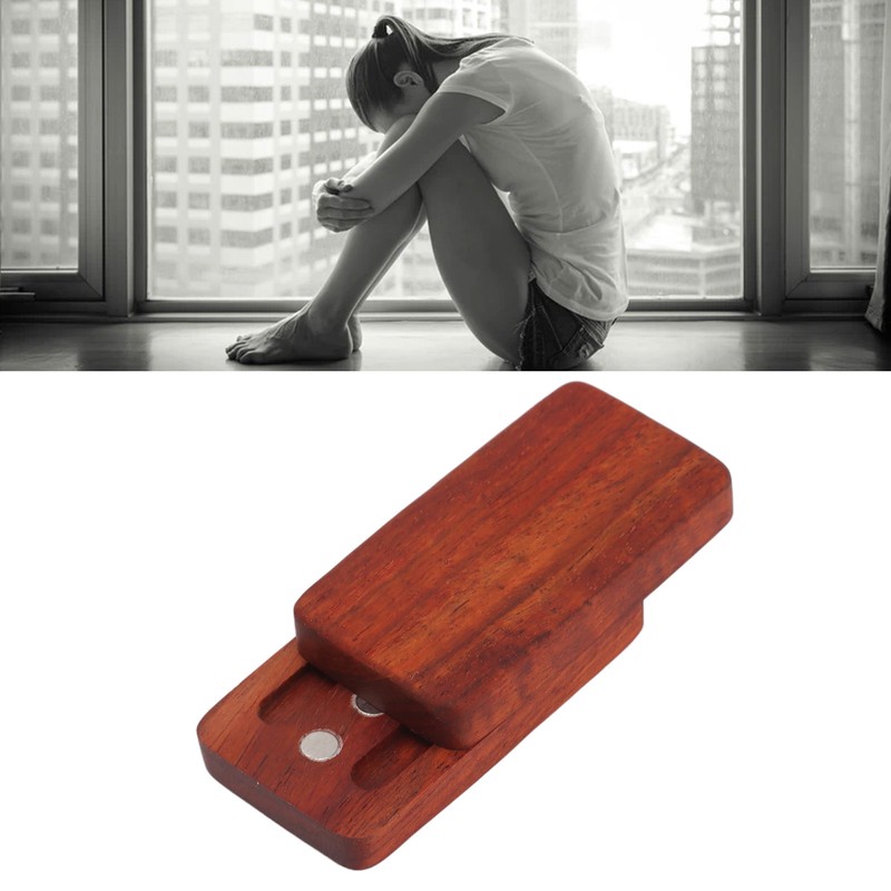 Fidget Slider Red Sandalwood Stress Relief Engraved Fingertip Fidget Slider