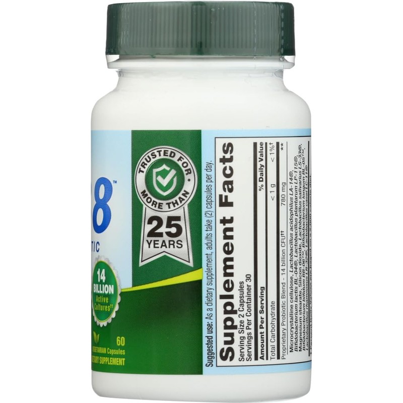 Nutrition Now PB 8 Pro-biotic Acidophilus Capsules, Vegetarian, 60 Count