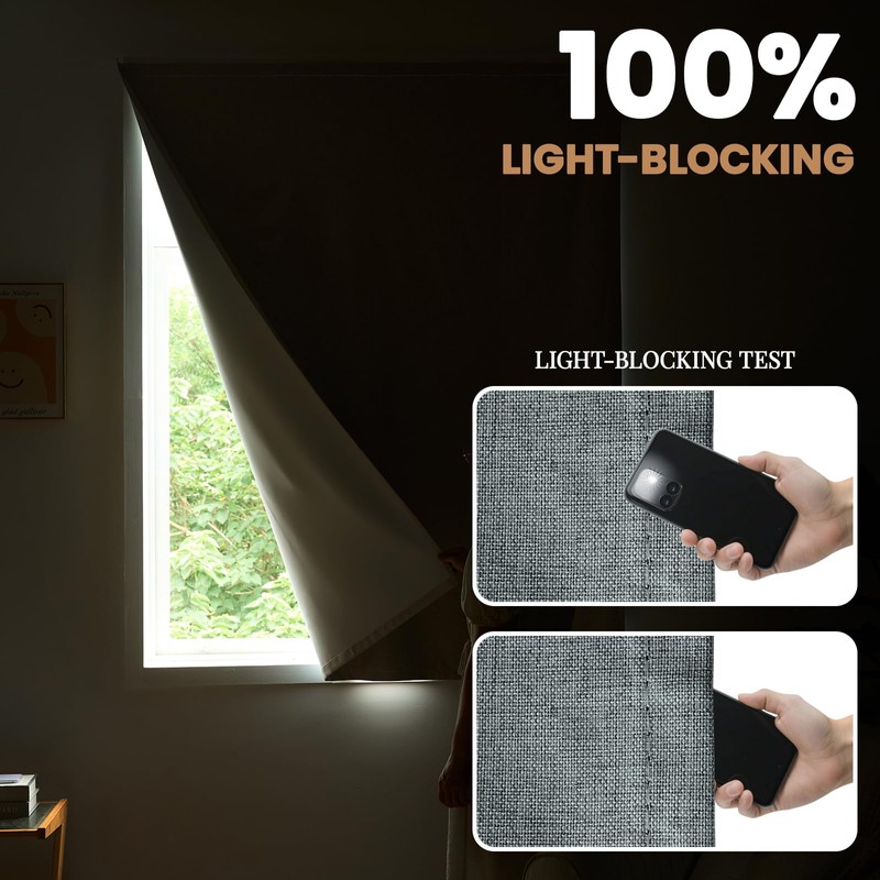 Jilron Adhesive Curtain,100% Blackout Curtains, No Drilling, Suitable for Multi-Scenes