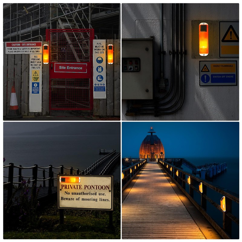 Aolyty Solar Strobe Warning Light Sensitive LED Warning Lamp Super