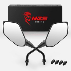 MZS Motorcycle Mirrors, 10MM Rear View Side Mirror 360° Adjustable Handlebar Compatible with GSXS750 GSXS750Z / GSXS1000 GSXS1000F GSXS1000Z / VSTROM 650 1000 1050 / SV1000 SV650 / SFV650