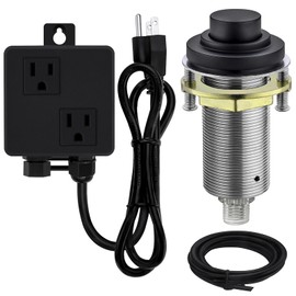 SINKINGDOM SinkTop Air Switch Kit (Long Full Brass Button) for Disposal, Dual Outlet, (Matte Black)
