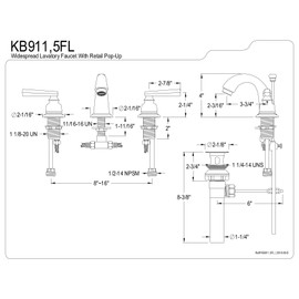 Kingston Brass KB911FL Mini-Widespread Lavatory Faucet with Retail Pop-Up, 3-3/4", Polished Chrome