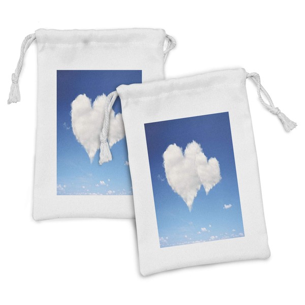 Lunarable Valentines Day Fabric Pouch Set of 2, Love is