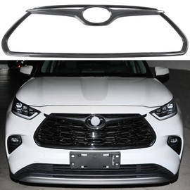 For Toyota Highlander Grille Mesh Cover Trims,Sporty Front Grille Frame for Highlander 2024 2023 2022 2021 2020 L, LE, XLE, Bronze Edition, Limited, Platinum, Nightshade- Carbon Fiber Grain