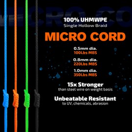 emma kites Blue 1mm UHMWPE Micro Cord Rope Whipping Twine Durable Repair Cord Thread for Heavy Duty Canvas Tarps Bags Emergency Line for Backpacking Survival 100Ft 350Lb