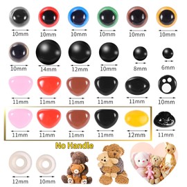 Safety Eyes and Noses for Amigurumi, Stuffed Crochet Eyes with Washers, Craft Doll Eyes and Nose for Teddy Bear, Crochet Toy, Stuffed Doll and Plush Animal (Various Sizes) - 1040Pcs