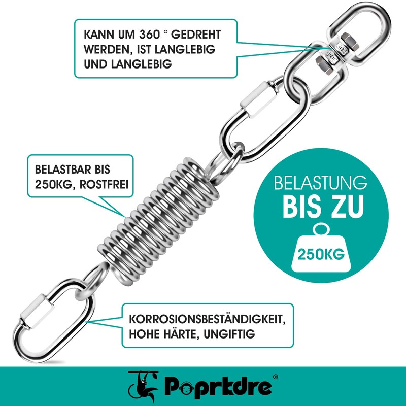 Poprkdre Swing Spring Steel Spring, Hanging Chair with 2 Carabiner