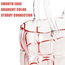 Unique Pink Purse Vase for Flowers,11'' Handmade Thicken Bubbled Glass Bag Vases with Gradient Color for Home Decors .Great Clear Purse Flower Vase for Centerpiece,Floral Arrangement,Wedding Decors.