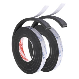 PATIKIL 2m/6.6ft Sealing Foam Tape, 2 Pack 2.5cm Wide 10mm Thick Single Sided Weather Stripping Door Seal Strip for Window Door Insulation, Black