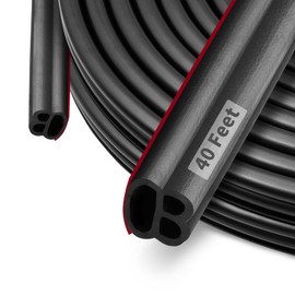 40 Feet Rubber Weather Stripping Door Seal Large Gap and Easy Installation, Self-Adhesive Universal Car Weather Stripping Door Seal Strip for Door Frame(Black)
