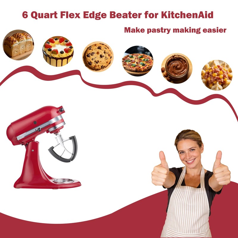 Flex Edge Beater for KitchenAid 5.5-6 QT Bowl-Lift Stand Mixers,Upgrade
