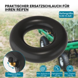 Hose for Lawnmower Tyres 15 x 6.00-6 with Angle Valve Tyre Cover Tyre Tube Tractor