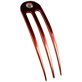 Anodized Aluminum Three Prong Hair Fork 4.9 Inch Curved Unbreakable Waterproof with FPL of 4 inches (Red)