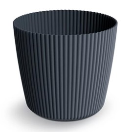Prosperplast Milly Round Vertical Stripe Flower Pot for Indoor and Outdoor Use (Anthracite, Diameter 196 mm)