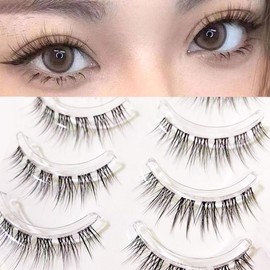 False Eyelashes, Natural, 5 Pairs Popular, Clear Axis, Soft Core, Ultra Lightweight, Soft, Handmade, Actress Eyelashes, Cosplay Makeup, False Eyelashes (K-14)