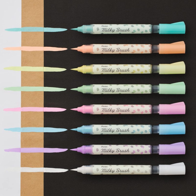 Pentel Color Brush Pen Milky Brush 8 Colors GFH-P8ST