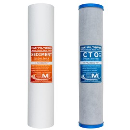 APPLIED MEMBRANES INC. Whole House Water Filter Replacement Filter Cartridge Set | 2 Stage 4.5” x 20” Sediment and Carbon Block Filters | Fits 20-inch Housings