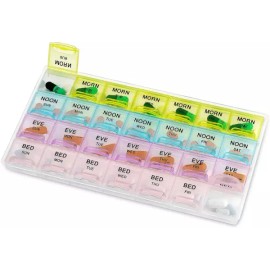 알약 정리함 - 아침 정오 저녁 밤을 위한 주간 및 일일 4회 분량의 대형 BPA 프리 휴대용 여행 친화적인 [2-Pill Organizers] Pill Organizer - Large BPA-Free Portable Travel-Friendly Weekly and Daily 4-Dose for Morning, Noon, Evening, and Night [2-Pill Organizers]