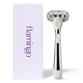 Flamingo Razors for Women, 1 Women's Razor Handle (Chrome), 5 Blade Razor for Women with Aloe and Shea Butter Glide Strips