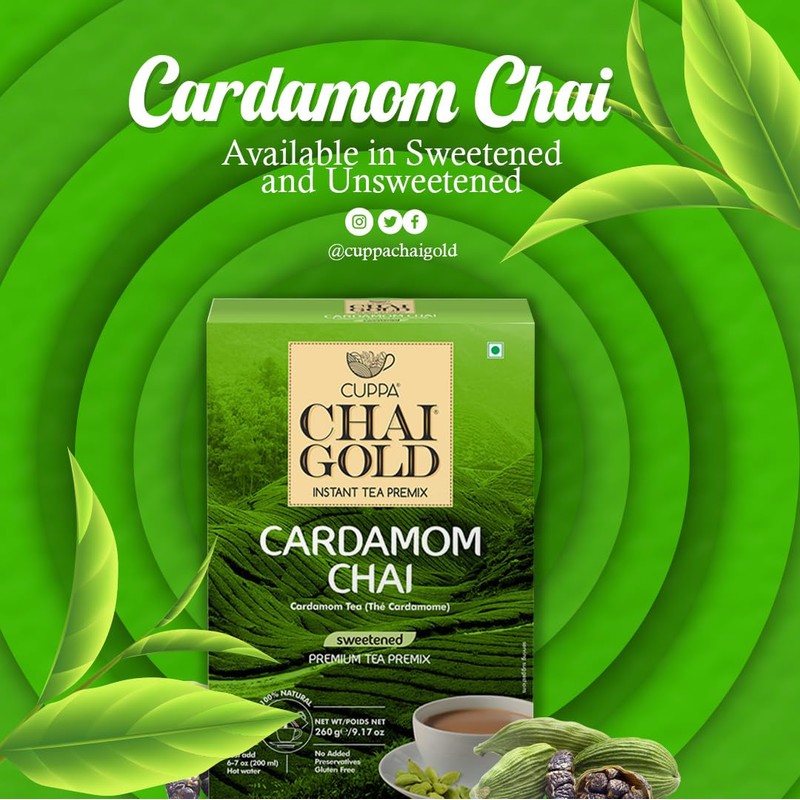 Cuppa Chai Gold Cardamom Chai | Sweetened Version | Pack