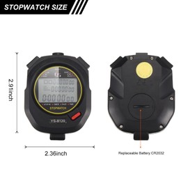 PATIKIL Professional Stopwatch Timer, 120 Lap Memory, 0.01 Second Timing Sport Stopwatch Timer Alarm Clock Electronic Digital Stop Watches for Coach Referee Swimming Running Black