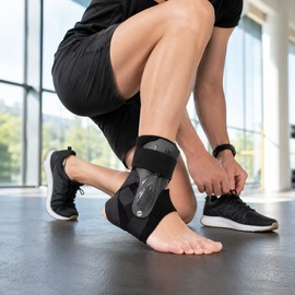 Breathable Adjustable Ankle Support Brace for Adults – Reinforced Compression Sleeve for Running, Sports and Daily Activity