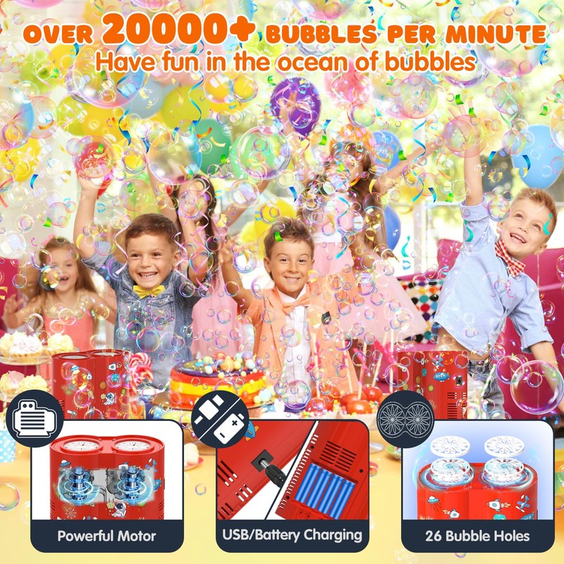 Bombble Astronaut Bubble Machine, Automatic Fireworks Bubble Machine with 240ml