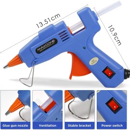 20W Hot Mini Glue Gun Blue with 30pcs Glue Sticks for DIY Craft Projects Repairs