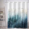Yanutan No Hook Shower Curtain,Teal Forest Double-Layered Shower Curtain with