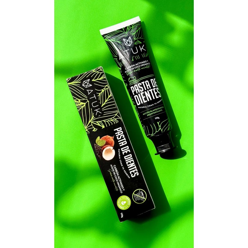Pasta Dental Sin Flúor Atuk, Carbon Activado, Aceite De Coco