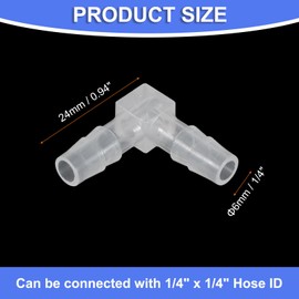 uxcell 1/4" Hose Barb Fitting, 8 Pcs Equal Barbed 90 Degree Elbow L Shaped 2 Way Plastic Splicer Joint Mender Adapter Union Fitting for Air Line Tubing Pipe Household Fuel Gas Liquid