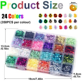 KUBDPQOR 21000 PCS 24 Colors Sequins, 5MM Bulk Loose Sequins, Rainbow Round Cup Sequins with Holes, for Sewing DIY Arts Crafts, Nails Decorations, Resin Tumblers, Resin Molds