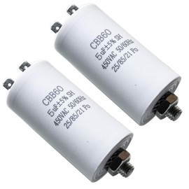GTIWUNG 2 Stück CBB60-Kondensator 5 µF 450 Volt 50/60Hz Motorkondensator Anlaufkondensator 5µf 450V Motor-Anlauf-kondensator Arbeitskondensator Betriebskondensator mit Stecker für Elektromotor