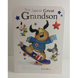 Jonny Javelin Great Grandson Happy Birthday Card - Skateboard