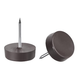 sourcing map Furniture Feet Nail Plastic Glide Nails Chair Table Leg Protector Pads 14mm Dia Brown 40pcs