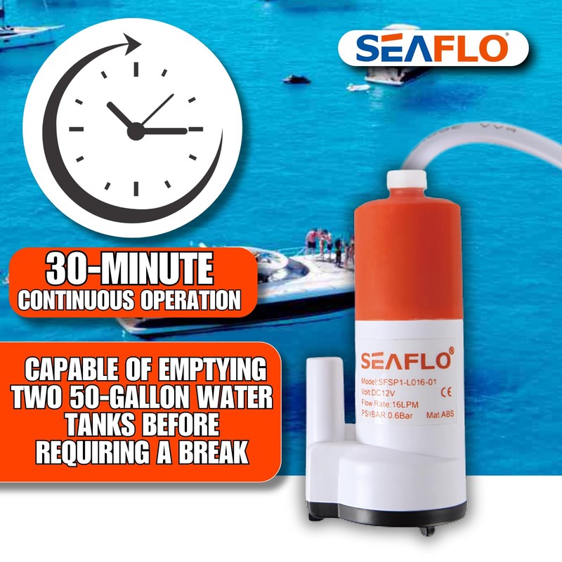 SEAFLO 12V 4.22 GPM (16 LPM) Low Voltage Submersible Galley