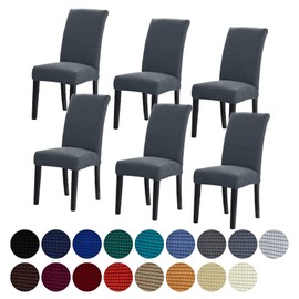Howhic Stretch Chair Covers for Dining Room Set of 6, Removable Washable Dining Room Chair Covers, Dining Chair Slipcovers Seat Protector, Great Home Decor and Banquet Upholstery (Gray, 6 Pack)