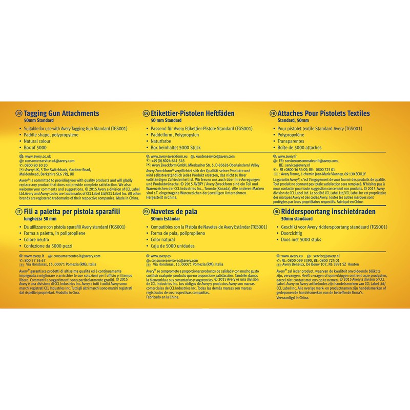 Avery AS050 Tag Attachments for Standard Tagging Gun (50 mm,