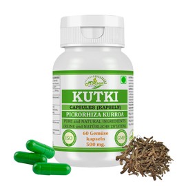 Morsan Nutraveda Kutki (Picrorhiza Kurroa) Capsules | 500 mg. - 10:1 Potent Extract | Ayurvedic Herbal Supplement | 60 Vegan Capsules for Men & Women (Pack of 1 Bottle)