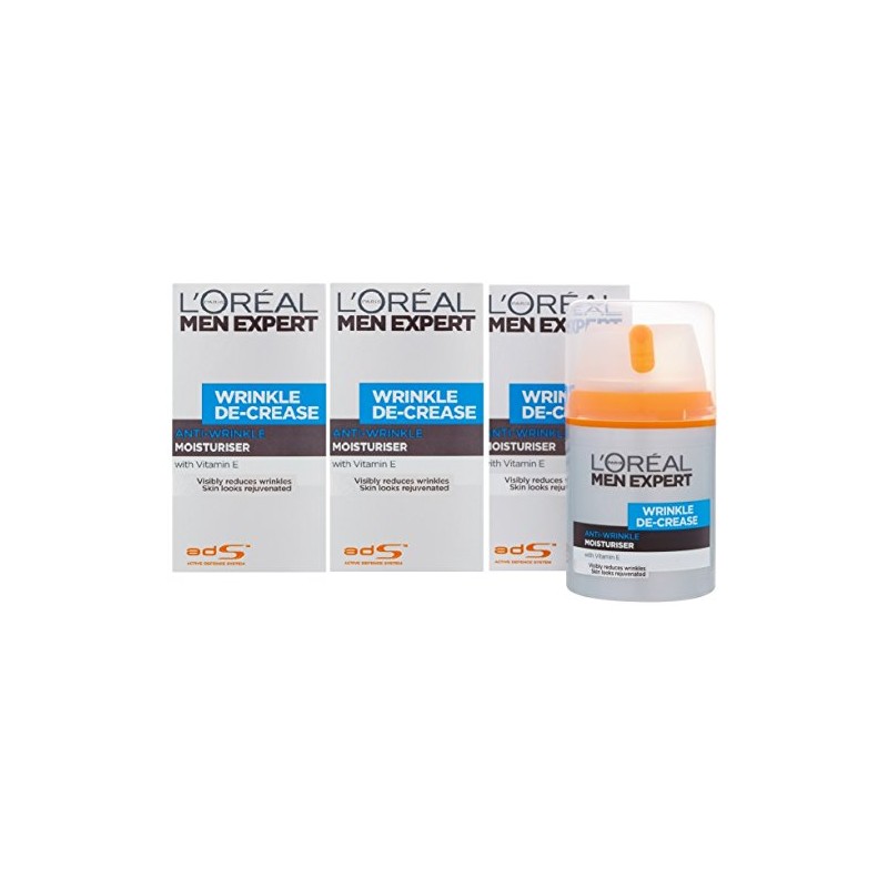 3 x 50ml LOreal Men Expert Wrinkle De-Crease Anti-Wrinkle Moisturiser