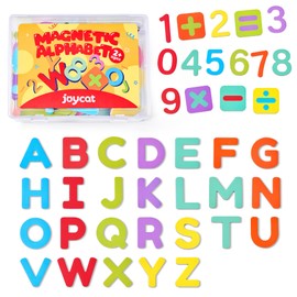 JoyCat Wooden Magnetic Letters and Numbers, Large ABC 123 Alphabet Fridge Magnets for Toddlers & Kids, Uppercase Letters, Math Symbols, Preschool Educational Learning Refrigerator Toy Set (63 PCS)