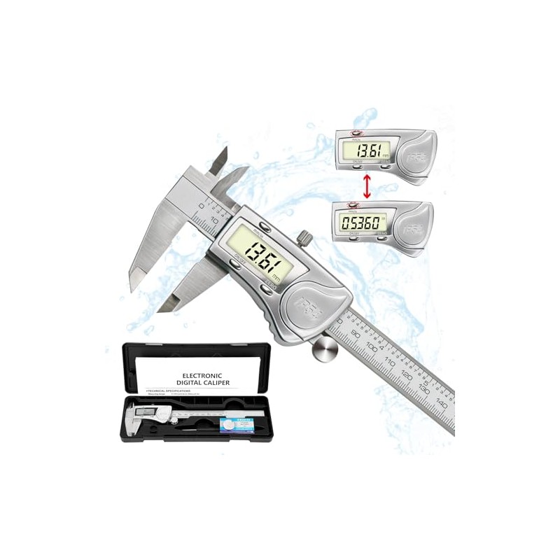NORTOOLS Digital Caliper Measuring Tool,150mm/ 6” Stainless Steel IP54 Waterproof