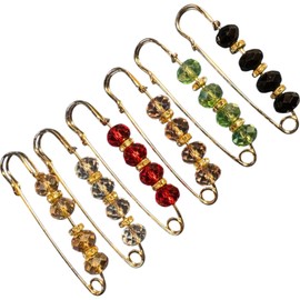 XOLY Pearl Brooch Sweater Shawl Hat Clip Neckline Pins Double Faux Pearl Brooches for Women Girls Buttons Clothing Dresses Decoration Accessories Waist Tightener Safety Pins (6pcs Dimond Cut 7c.m.)