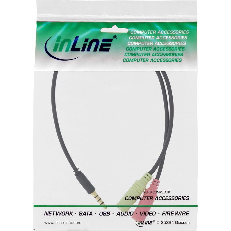 InLine 99302I Audio Headset Adapter Cable 3.5 mm Jack Plug