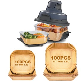 Pack of 200 Hot Air Fryer Baking Paper for Ninja CRISPi Portable Airfryer FN101EUGY, Baking Paper for Hot Air Fryer 3.8L & 1.4L FN101EUSG, Heat Resistant Non-Stick Airfryer Accessories for FN101EUST