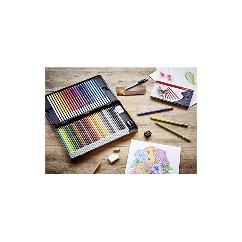 STABILO"CarbOthello" Chalk Pastel Colouring Pencil - Grey/White (Pack of 12)